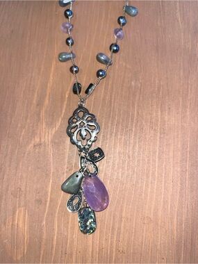 Silpada long retired necklace abalone amethyst quartz Laboradorite pearl natural